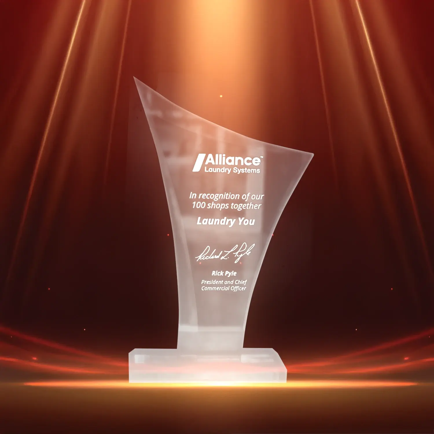 Alliance loundry Systems In recognition of our 100 shops together Laundry You