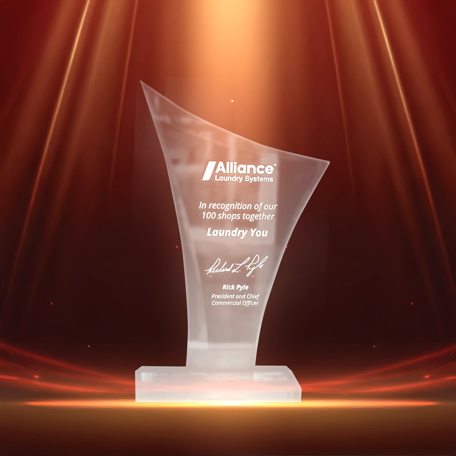 Alliance loundry Systems In recognition of our 100 shops together Laundry You