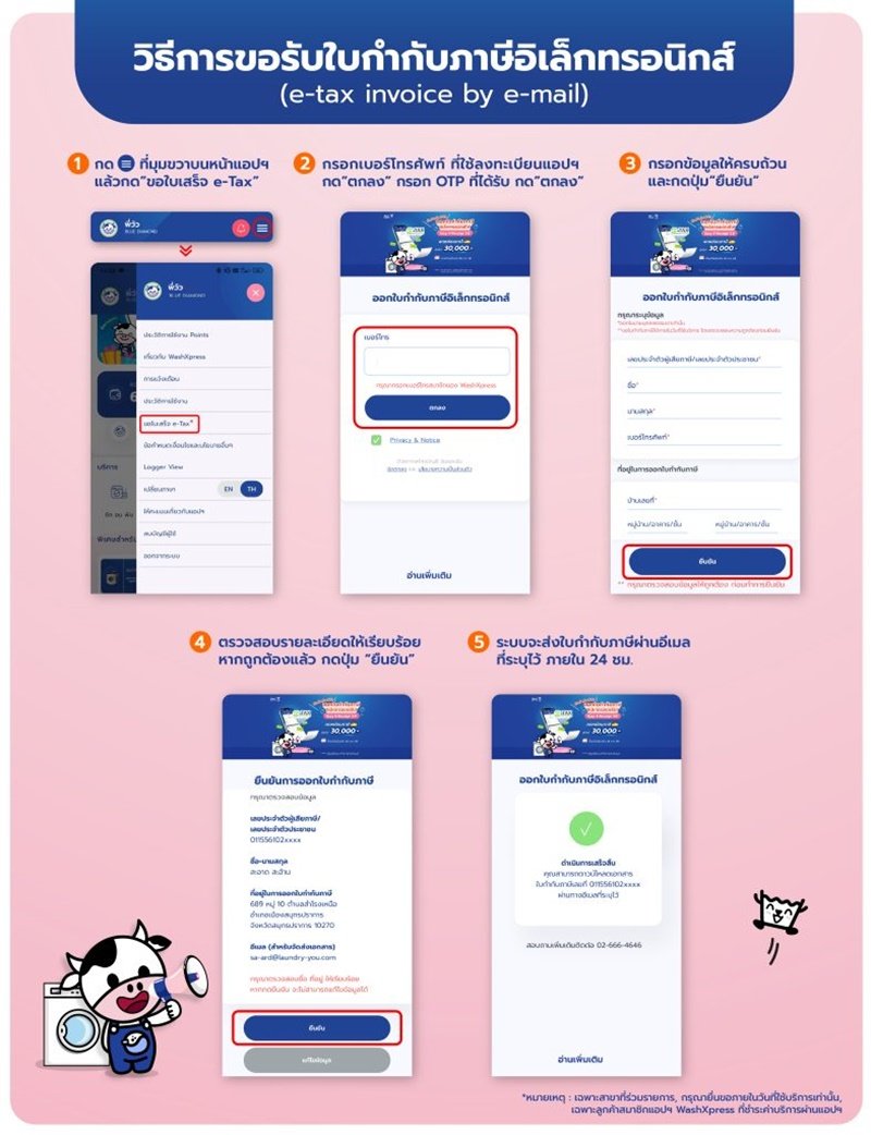 ซัก-อบผ้า ที่ WashXpress ออกใบกำกับภาษี อิเล็กทรอนิกส์ได้